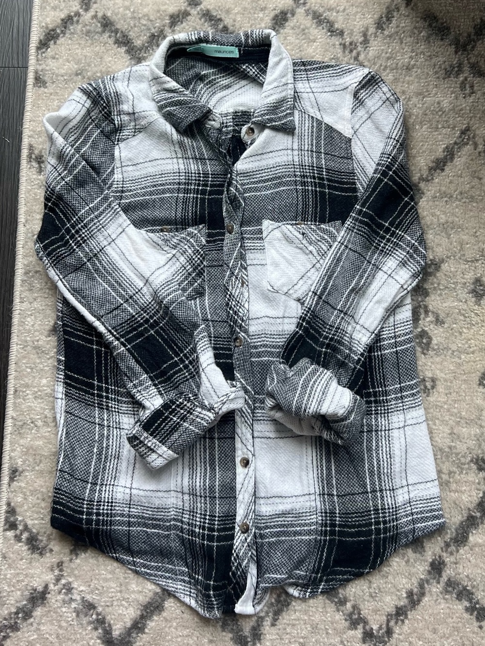 Maurices Black and White Plaid Top